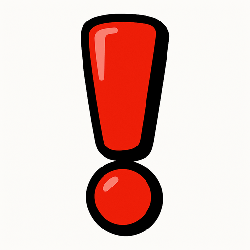 ünlem işareti kırmızı.
In-Game asset.  2d.  High contrast.  No shadows