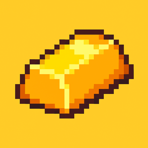 2d pixel bir külçe altın.
In-Game asset.  2d.  High contrast.  No shadows