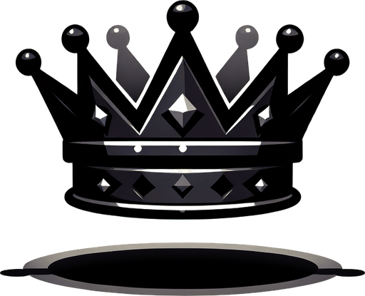 Black crown.
Single Game Texture.  In-Game asset.  2d.  Blank background.  High contrast.  No shadows