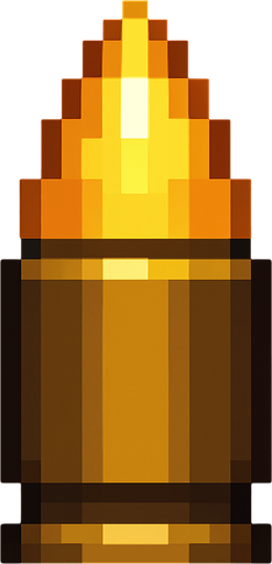 quiero una bala  con pixeles que apunte hacia arriva.
In-Game asset.  2d.  High contrast.  No shadows