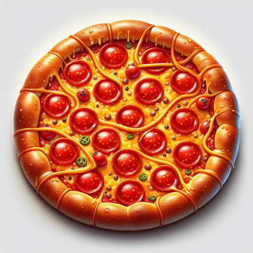 a pepperoni pizza.
In-Game asset. 2d. Blank background. High contrast.