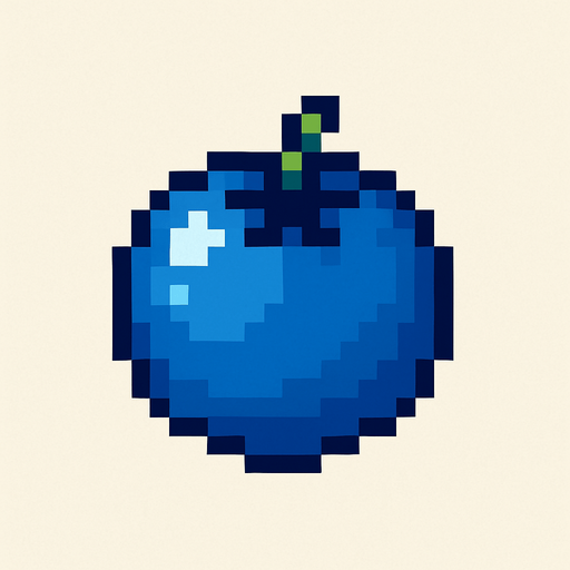 Make me a blue berry 2d pixel.
In-Game asset.  2d.  High contrast.  No shadows