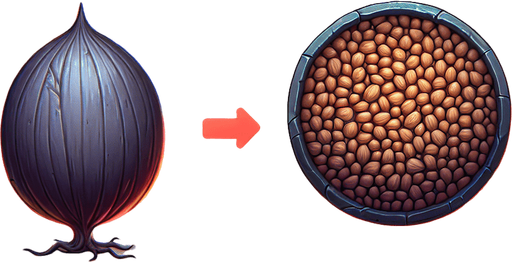 An ungerminated plant seed..
Single Game Texture. In-Game asset. 2d. Blank background. High contrast. No shadows.