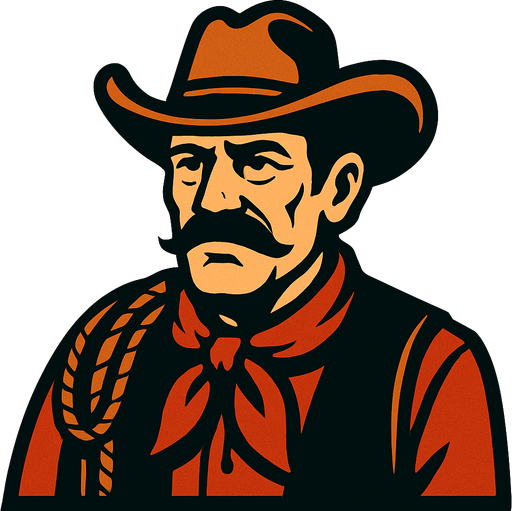 Señor vaquero.
In-Game asset.  2d.  High contrast.  No shadows