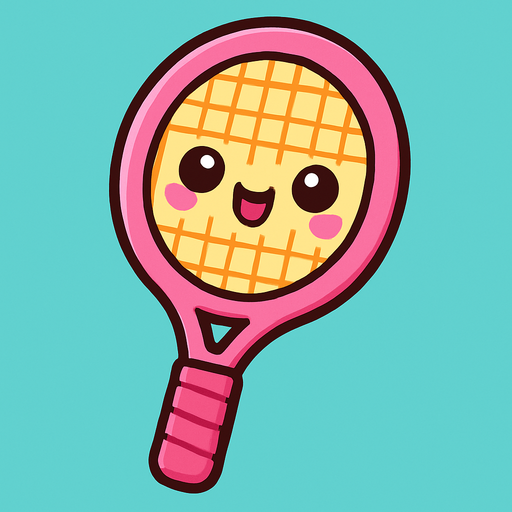 Raquette rose cute.
In-Game asset.  2d.  High contrast.  No shadows