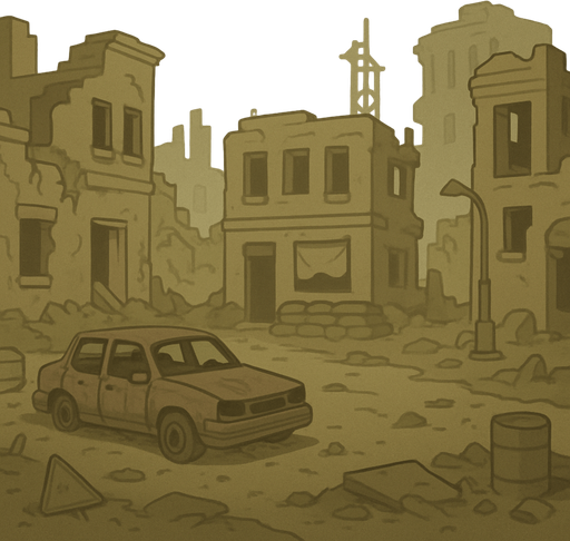 post apokaliptik evren.
In-Game asset.  2d.  low contrast.  No shadows