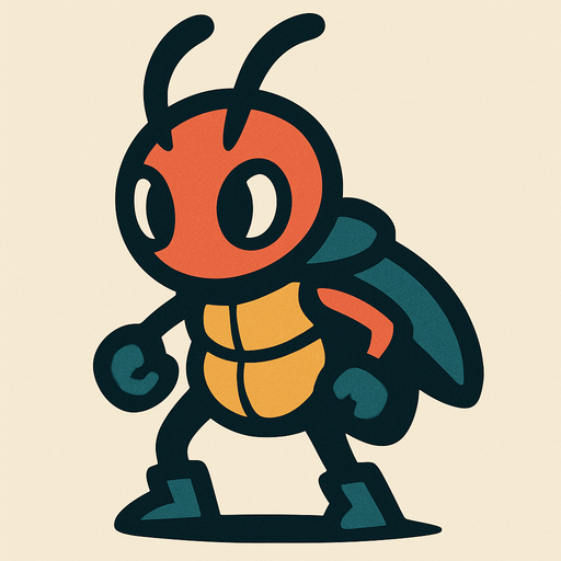 Tiny bug man.
In-Game asset.  2d.  High contrast.  No shadows