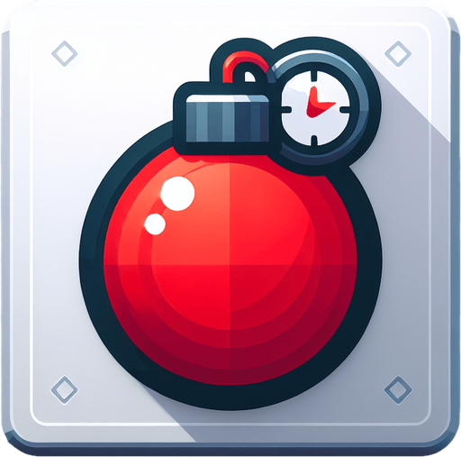 красная взрывчатка с таймером.
Single Game Texture. In-Game asset. 2d. Blank background. High contrast. No shadows.