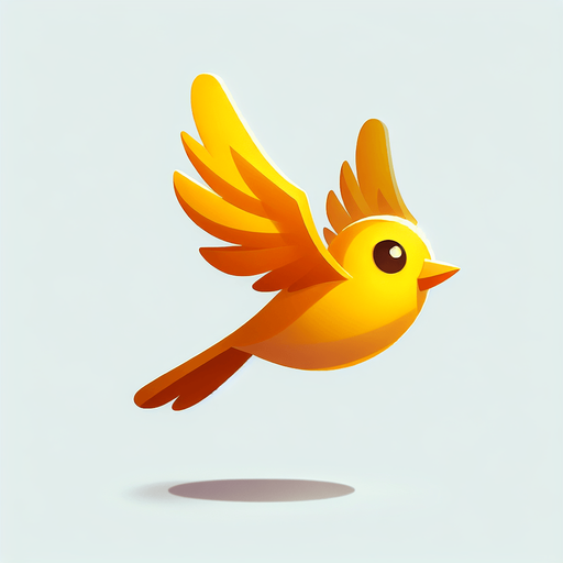 Yallow animated flying bird right side.
Single Game Texture. In-Game asset. 2d. Blank background. High contrast. No shadows.