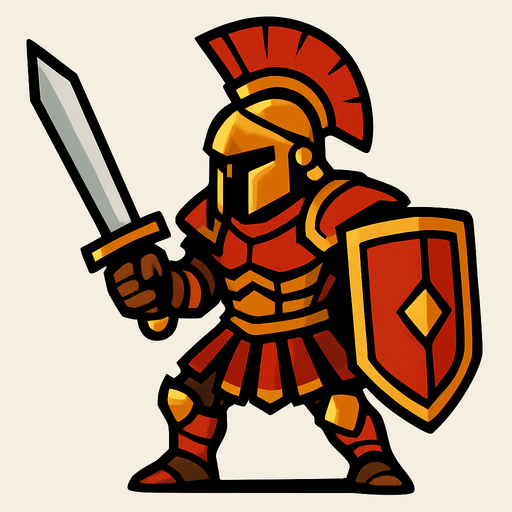 roma knight.
In-Game asset.  2d.  High contrast.  No shadows