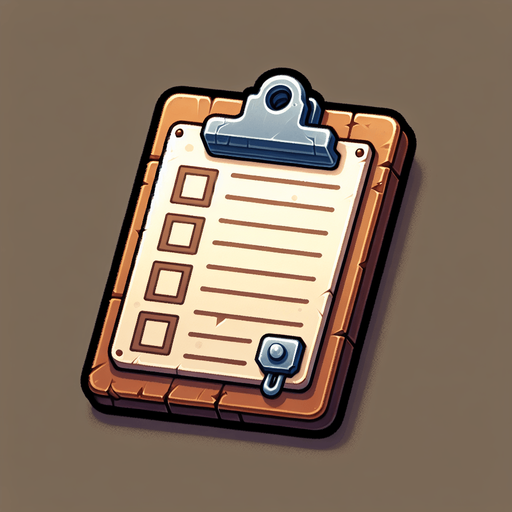 Clipboard.
Single Game Texture.  In-Game asset.  2d.  Blank background.  No shadows