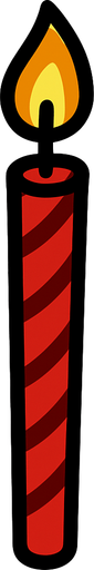 Red colored long thin candle birthday cake candle.
In-Game asset.  2d.  High contrast.  No shadows