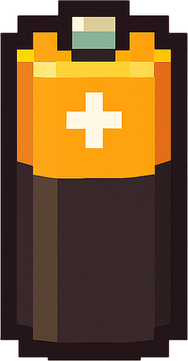 Una pila en estilo pixel art.
In-Game asset.  2d.  High contrast.  No shadows