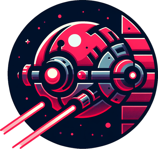A round red spaceship with a dual laser turret..
Single Game Texture. In-Game asset. 2d. Blank background. High contrast. No shadows.