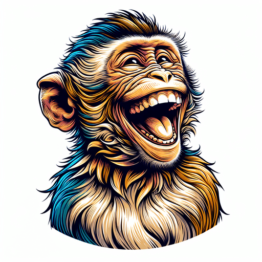 Monkey with happy face and with body.
2d and great details and color