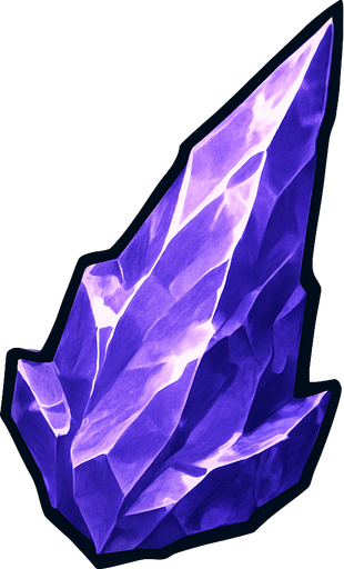 Esquirla morada de hielo muy realista en 2D.
In-Game asset.  2d.  High contrast.  No shadows