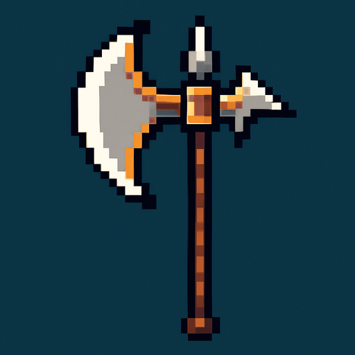 Alabarda pixel.
In-Game asset.  2d.  High contrast.  No shadows