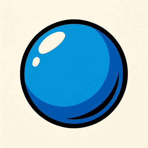 a blue ball  (no de deporte solo una pelota azul).
In-Game asset.  2d.  High contrast.  No shadows