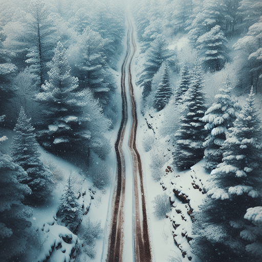 dirty road Fully covered by snow, top view