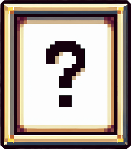Пустая рамка. Знак вопроса в левом верхнем углу.
Single Game Texture.  In-Game asset.  2d.  Blank background.  High contrast.  No shadows