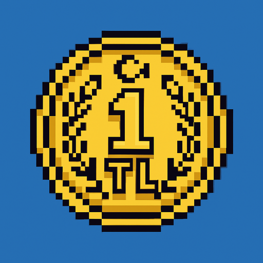 Turkish Lira 1 TL pixel drawing.
In-Game asset.  High contrast.  No shadows