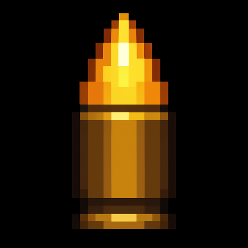 quiero una bala  con pixeles que apunte hacia arriva.
In-Game asset.  2d.  High contrast.  No shadows