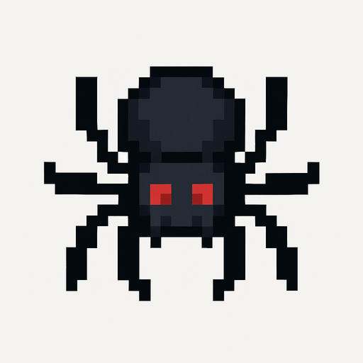 Spider pixel.
In-Game asset.  2d.  High contrast.  No shadows