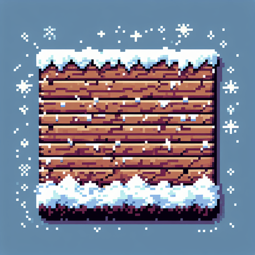 pixel art of a wooden board covered in snow.
Single Game Texture. In-Game asset. 2d. Blank background. High contrast. No shadows.