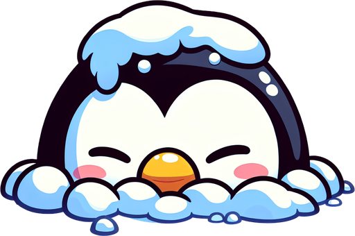 Пингвин в снегу. Мультяшный. Головой в снегу.
Single Game Texture.  In-Game asset.  2d.  Blank background.  High contrast.  No shadows