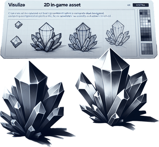 crystal.
Single Game Texture. In-Game asset. 2d. Blank background. High contrast. No shadows.