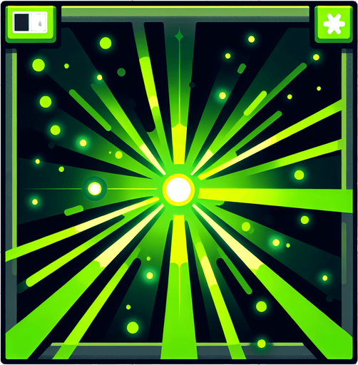 green cartoon laser.
Single Game Texture. In-Game asset. 2d. Blank background. High contrast. No shadows.