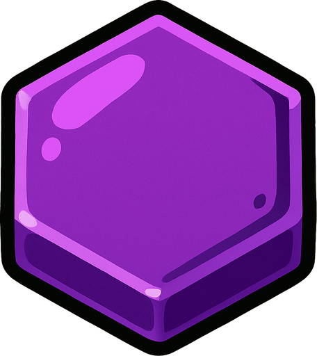 Edible hexagonal single purple candy.
In-Game asset.  2d.  High contrast.  No shadows