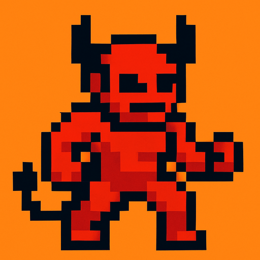 a hell player 2d pixel.
In-Game asset.  2d.  High contrast.  No shadows