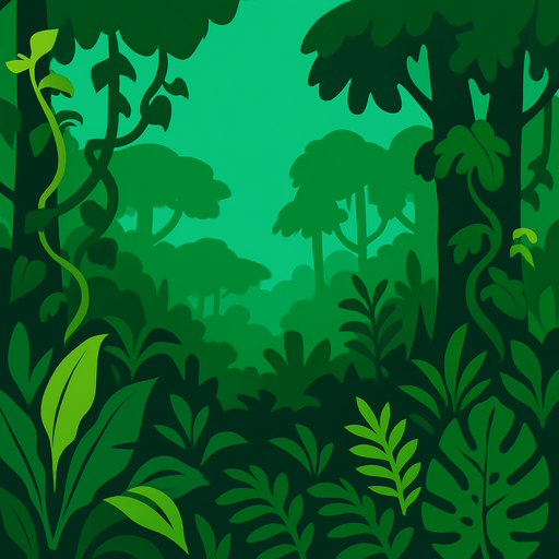 Fond d'écran forêt amazonienne.
In-Game asset.  2d.  High contrast.  No shadows