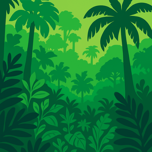 Fond d'écran forêt amazonienne.
In-Game asset.  2d.  High contrast.  No shadows