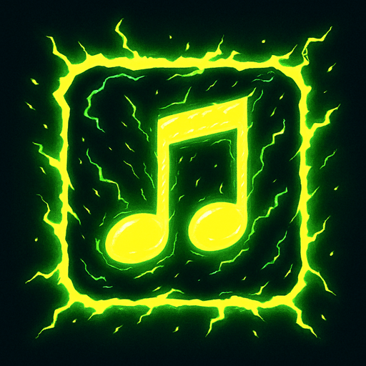 Generame una boton con dentro de forma de una nota musical con efectos de energia.
In-Game asset.  2d.  High contrast.  No shadows