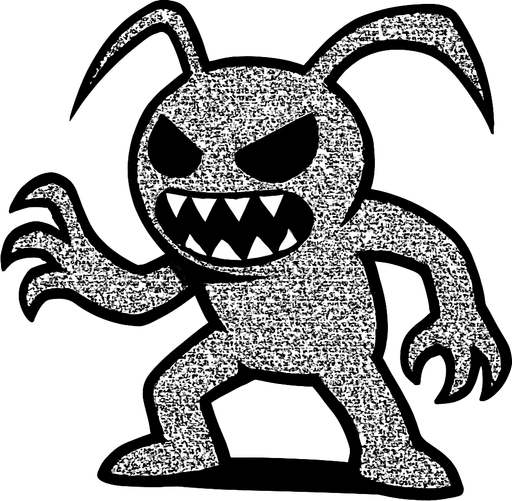 Ruido blanco personificado como un enemigo.
In-Game asset.  2d.  High contrast.  No shadows