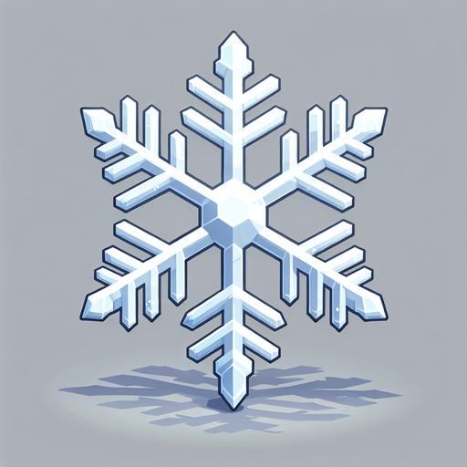2d cartoon of a lonely snowflake, sideview Single Game Texture. In-Game asset. 2d. Blank background. High contrast. No shadows.