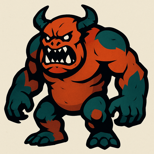 giand mosnter.
In-Game asset.  2d.  High contrast.  No shadows