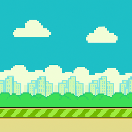 copy background of flappy bird game.
In-Game asset.  2d.  High contrast.  No shadows