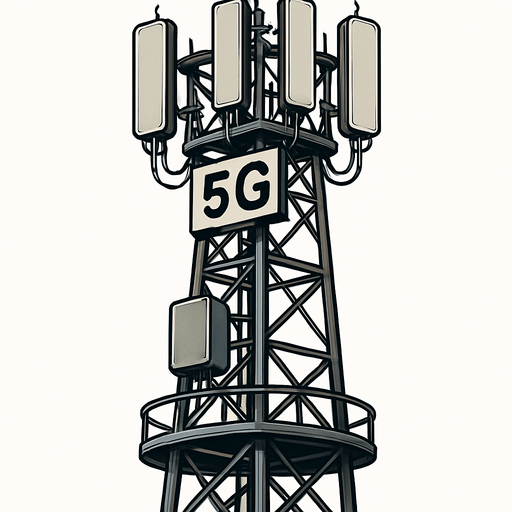 Detailed accurate 5g cell tower.
In-Game asset.  2d.  High contrast.  No shadows