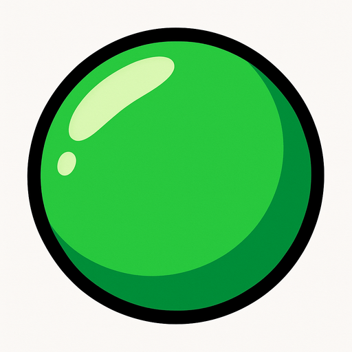 Green ball.
In-Game asset.  2d.  High contrast.  No shadows