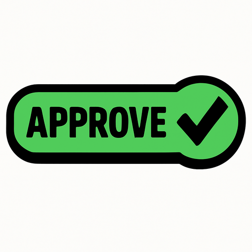 approve button.
In-Game asset.  2d.  High contrast.  No shadows