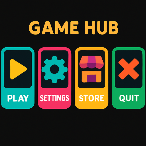 Game hub with a black background.
In-Game asset.  2d.  High contrast.  No shadows
