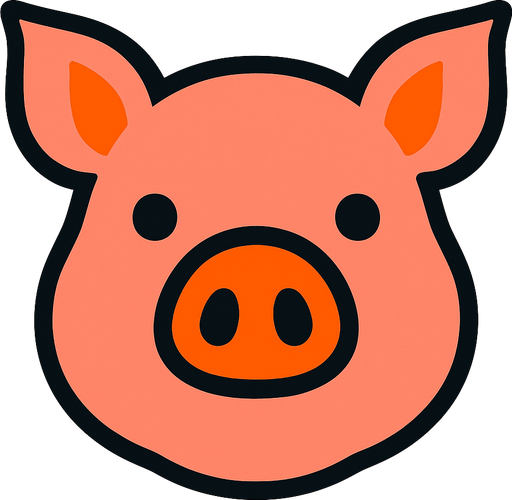 A pig's face.
High contrast.  No shadows