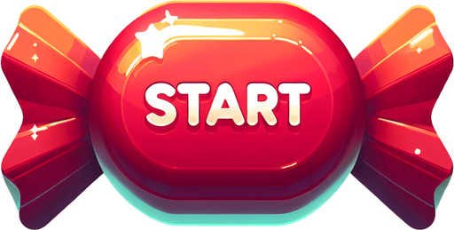 caramella con scritta start.
Single Game Texture. In-Game asset. 2d. Blank background. High contrast. No shadows.