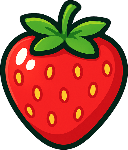 Shiney strawberry vector.
In-Game asset.  2d.  High contrast.  No shadows