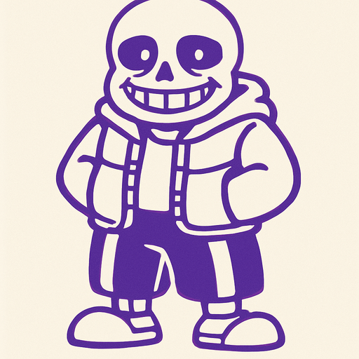 Sans color morado.
In-Game asset.  2d.  High contrast.  No shadows
