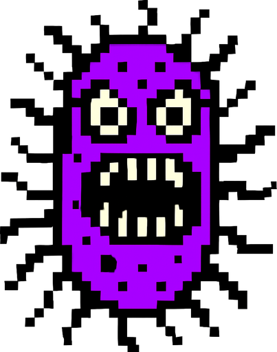 scary bacteria.
In-Game asset.  2d.  High contrast.  No shadows. pixel