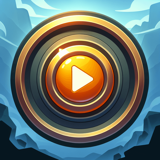 button play.
Single Game Texture. In-Game asset. 2d. Blank background. High contrast. No shadows.